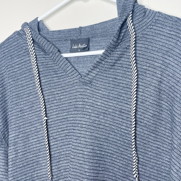 Jake Aurita Thermal Knit Gray Striped Long Sleeve V Neck Top Men's Size Large - Picture 5 of 6